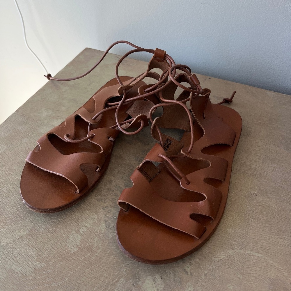 TOPSHOP Leather ‘Fig’ Lace Up Gladiator Sandals - size 36 EU (5 US)